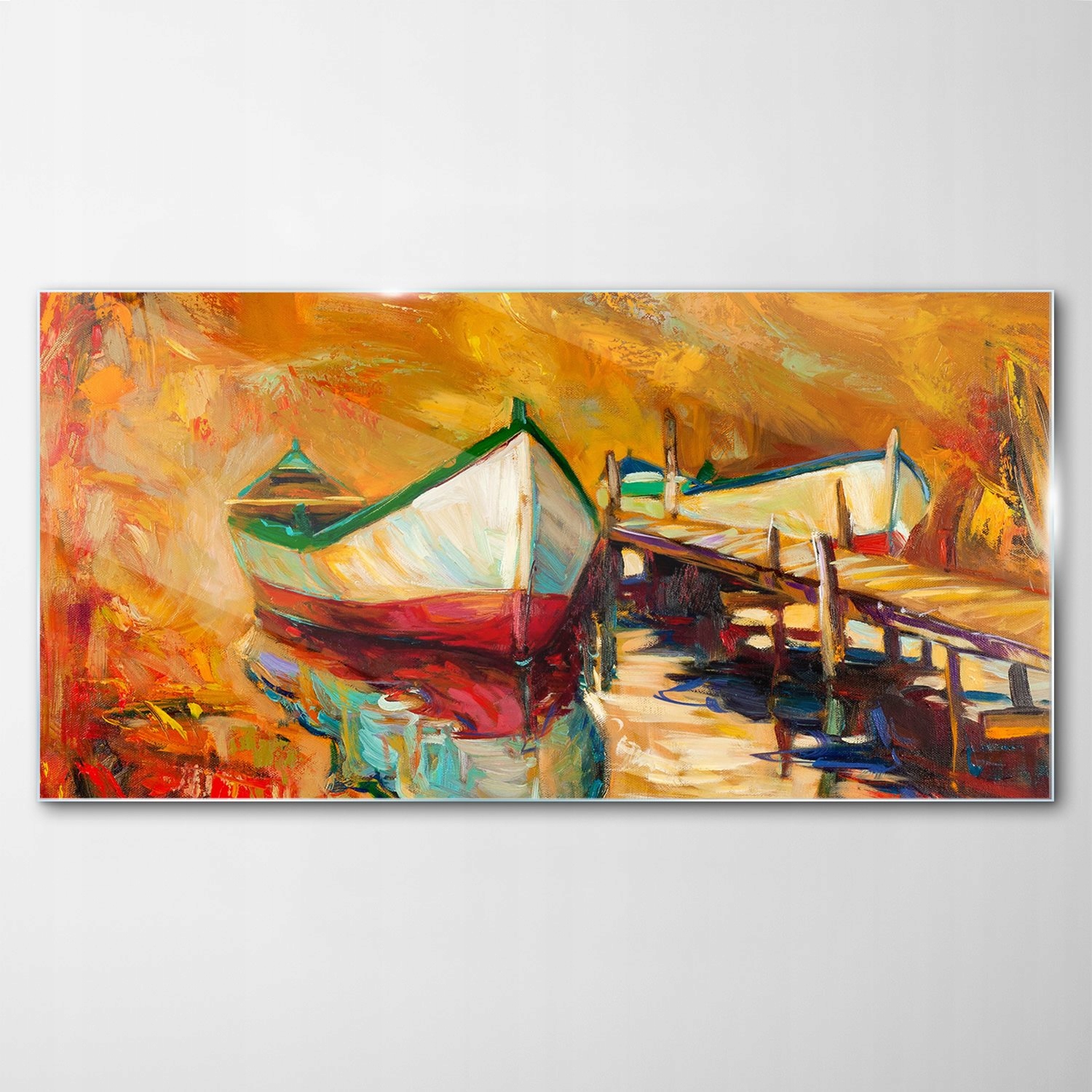 

Hartowany Obraz Szklany Morze Łódki Port 120x60