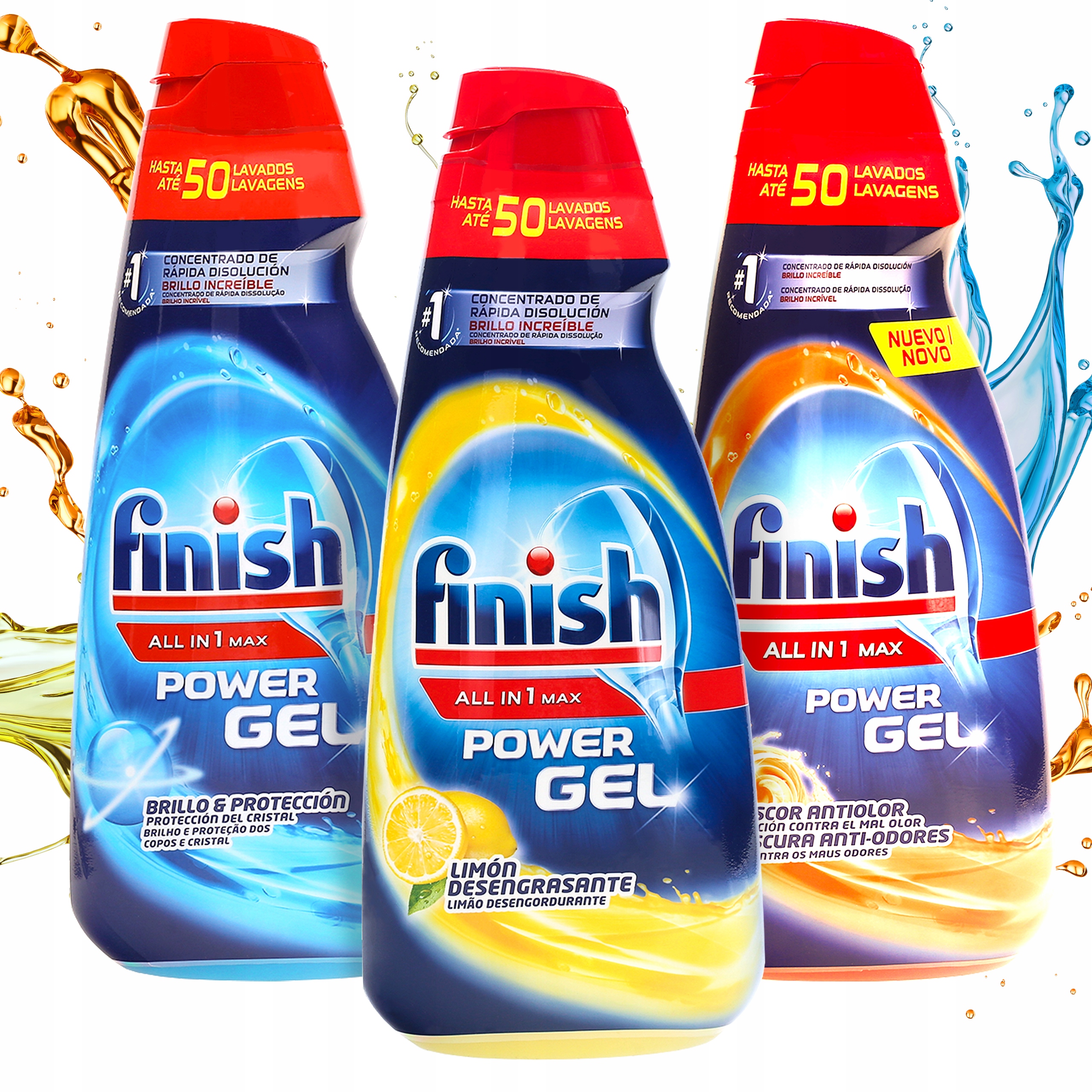 Levně Finish Gel 3 x 1000ml do myčky 150 Mýt ALLinOne Mix Lemon Orange Regular