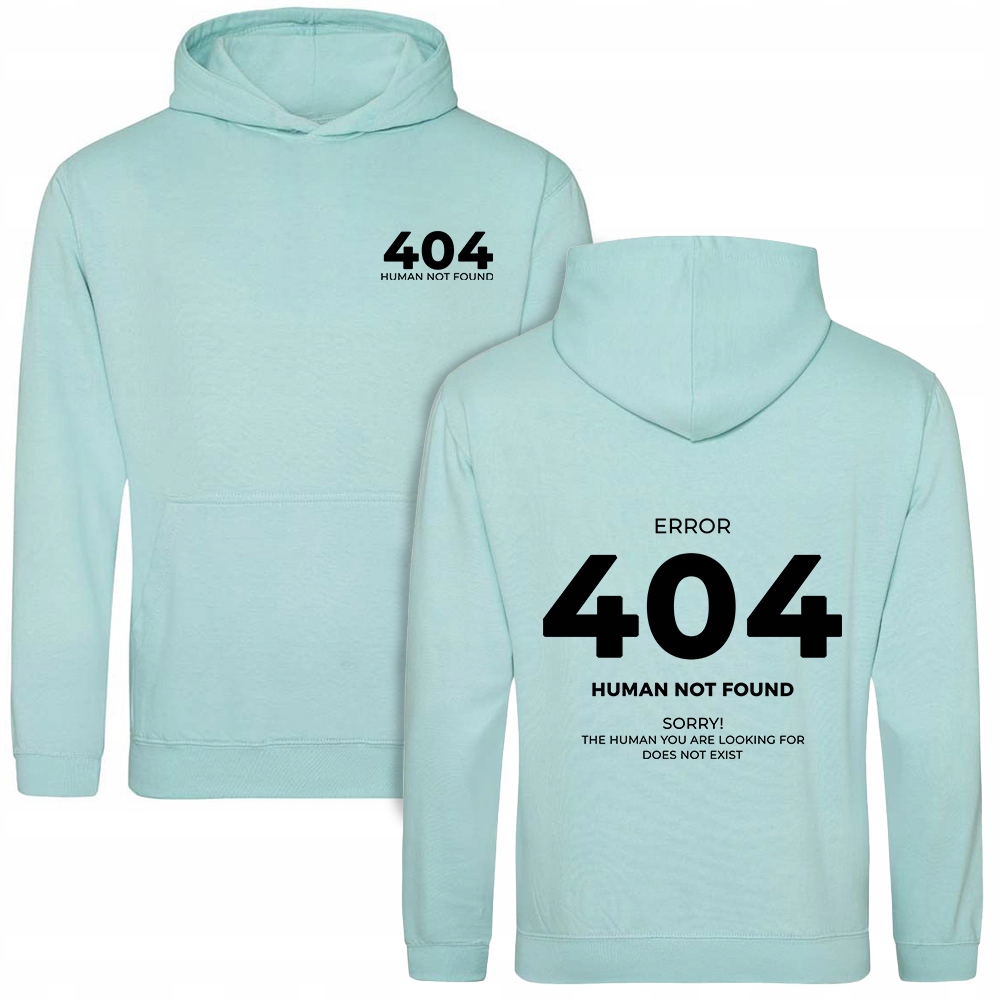 mikina s kapucí Peppermint Error 404 Potisk Přední část Zadní část Pro Mládež Wz M