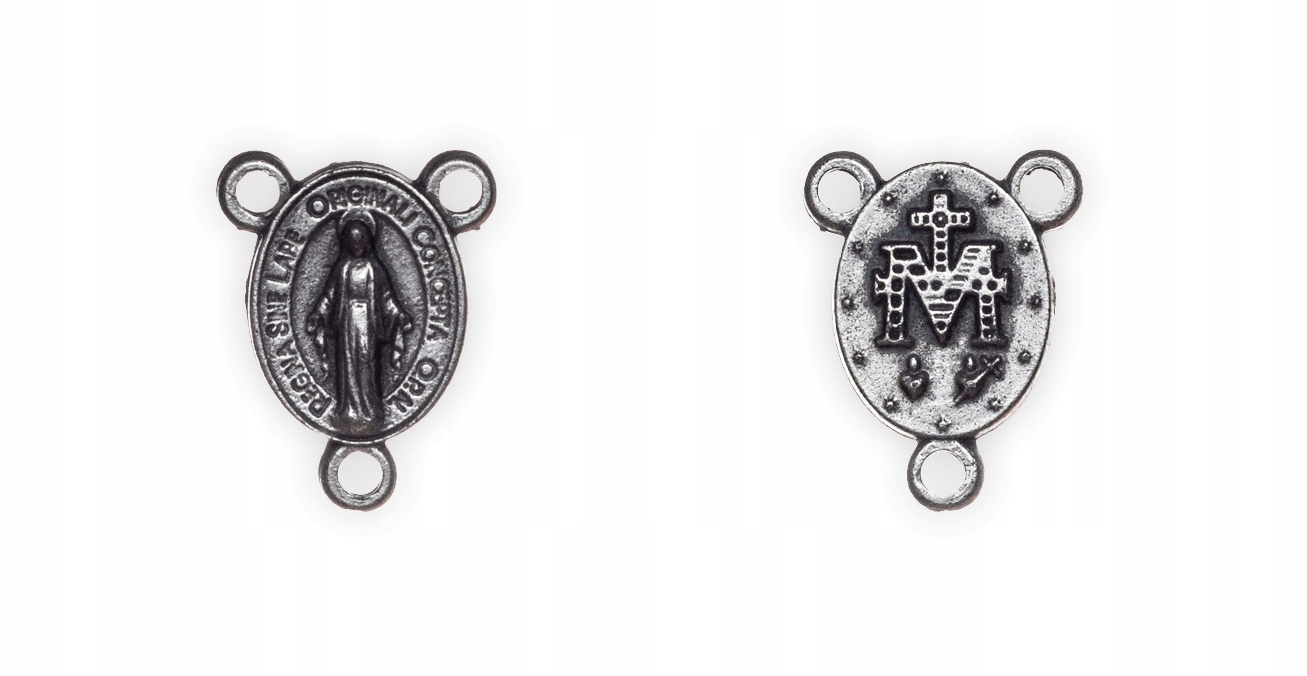 5szt. mały łącznik do różańca Cudowny medalik Niepokalana 1,5cm metalowy Kod producenta łr