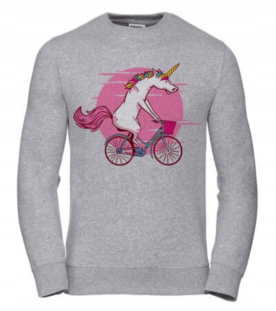 Dámská Mikina Jednorožec na kole, velikost 2XL, šedá