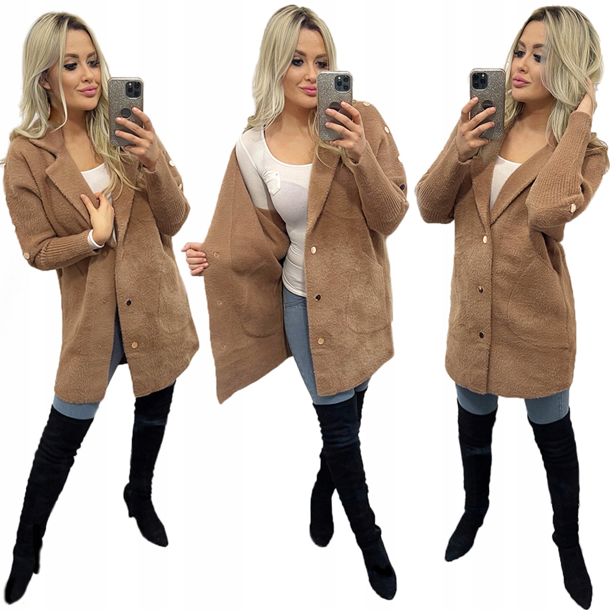 

Płaszcz Alpaki kurtka Wełna Modne oversize