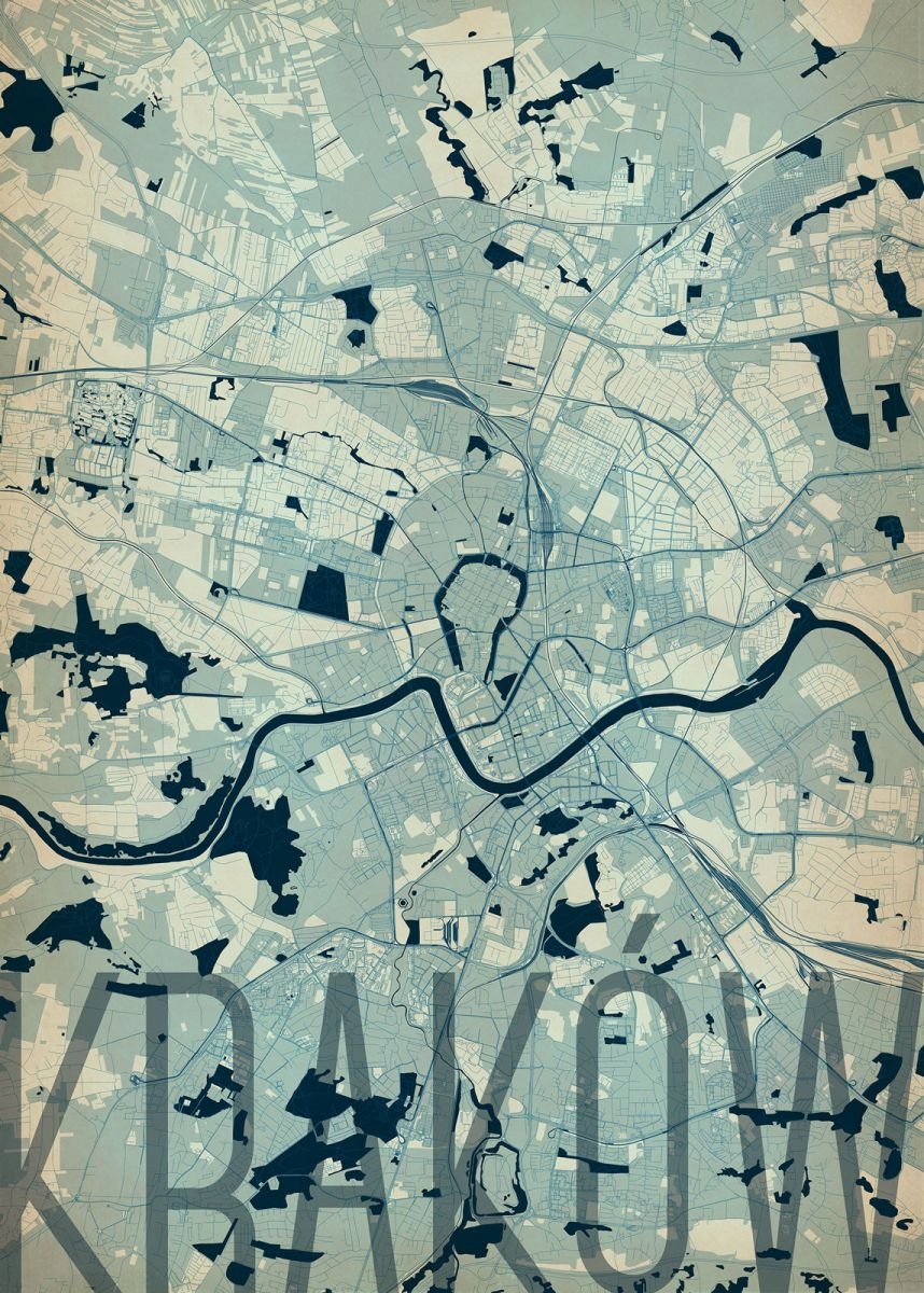 

Kraków Mapa miasta na ścianę Plakat 50x70 cm