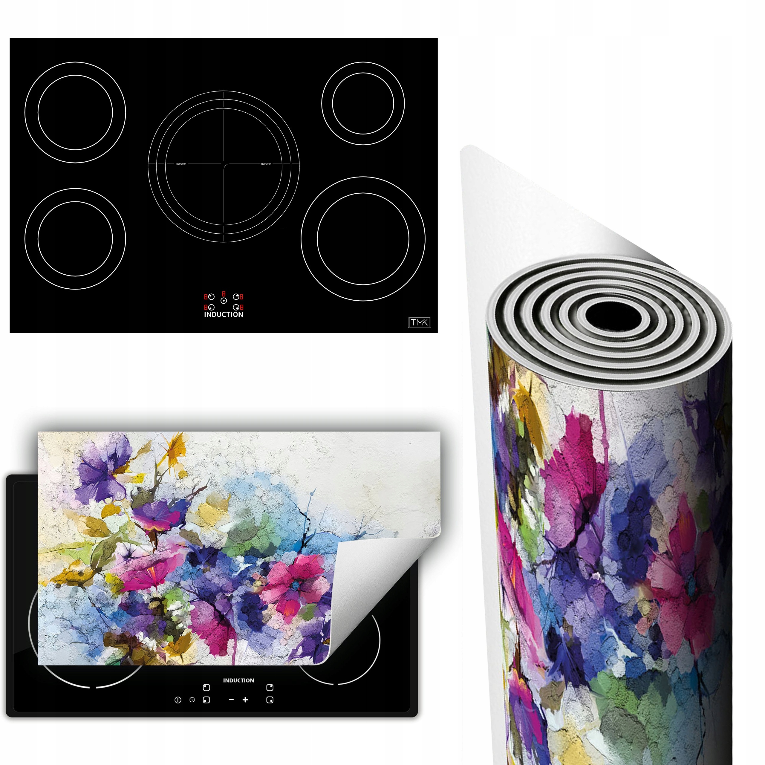 Vinylová Podložka Ochrana Kuchyňské Desky 90x52 barevná květiny