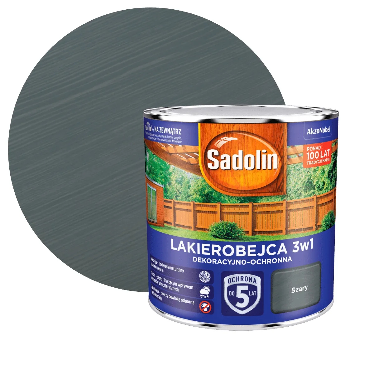 Sadolin Lakierobejca 3W1 Dekoracyjno-ochronna Szary 2,5L