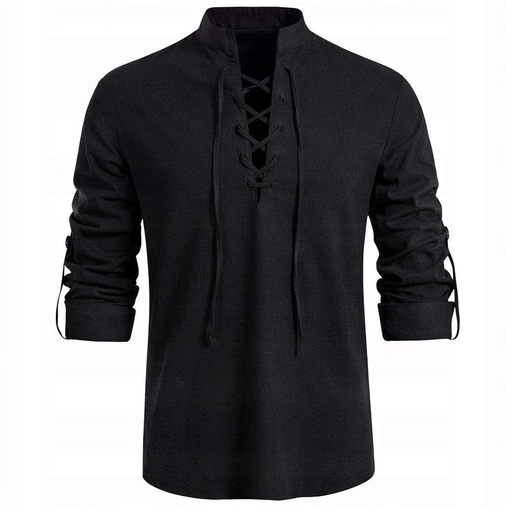 Koszula męska casual przewiewna lniana wiązanie