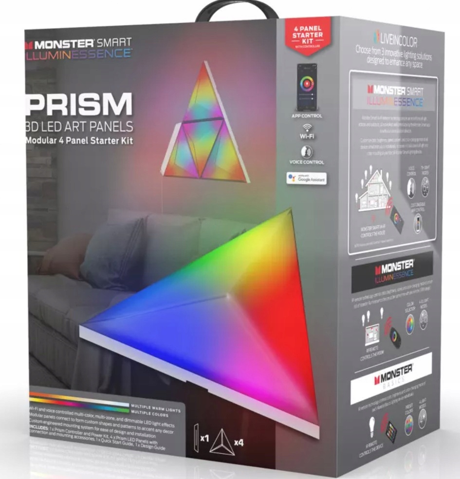 Monster Smart Prism Led 3D Start Kit Panel 4ks inteligentné osvetlenie