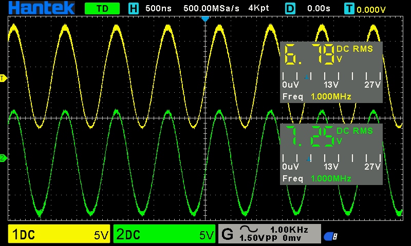 OSCYLOSKOP CYFROWY DWUKANAŁOWY HANTEK DSO2D10 2w1 2X100MHz +GENERATOR 25MHz Częstotliwość próbkowania 1000 MS/s