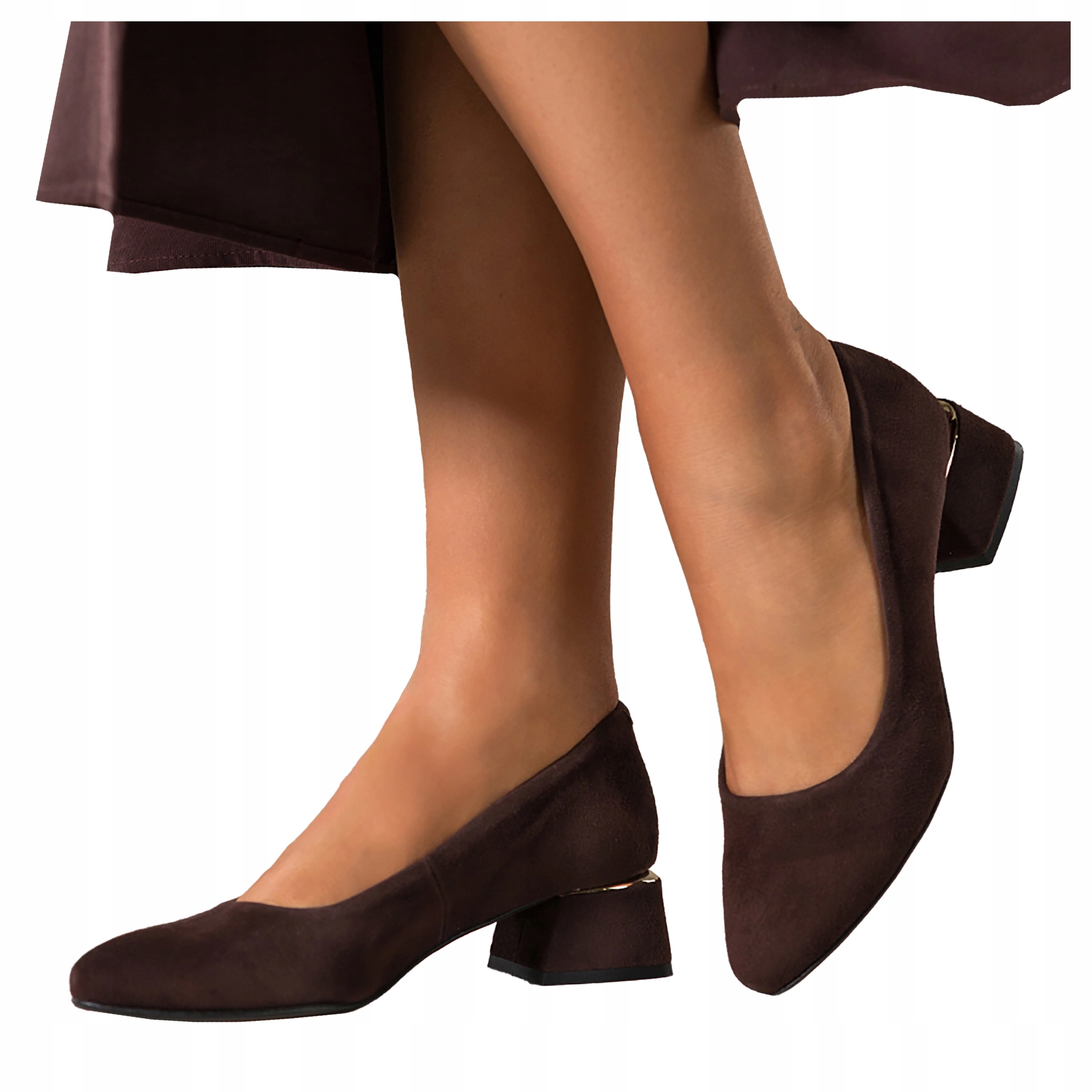 Čokoládové Lodičky Dámské Semišové Módní Kožené Polské vel 41