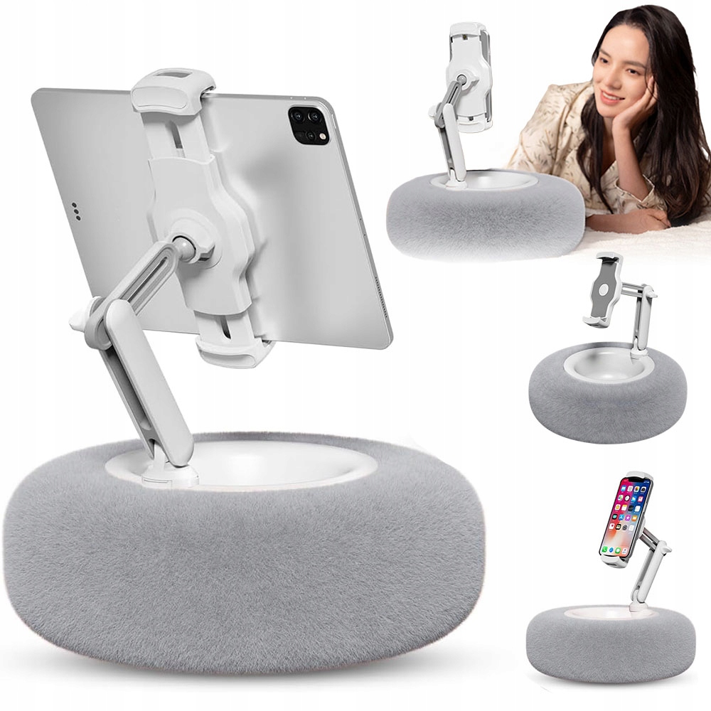 Stojan S Plyšovým Polstrováním Pro Telefon Tablet Nastavitelný Úhel Šedý