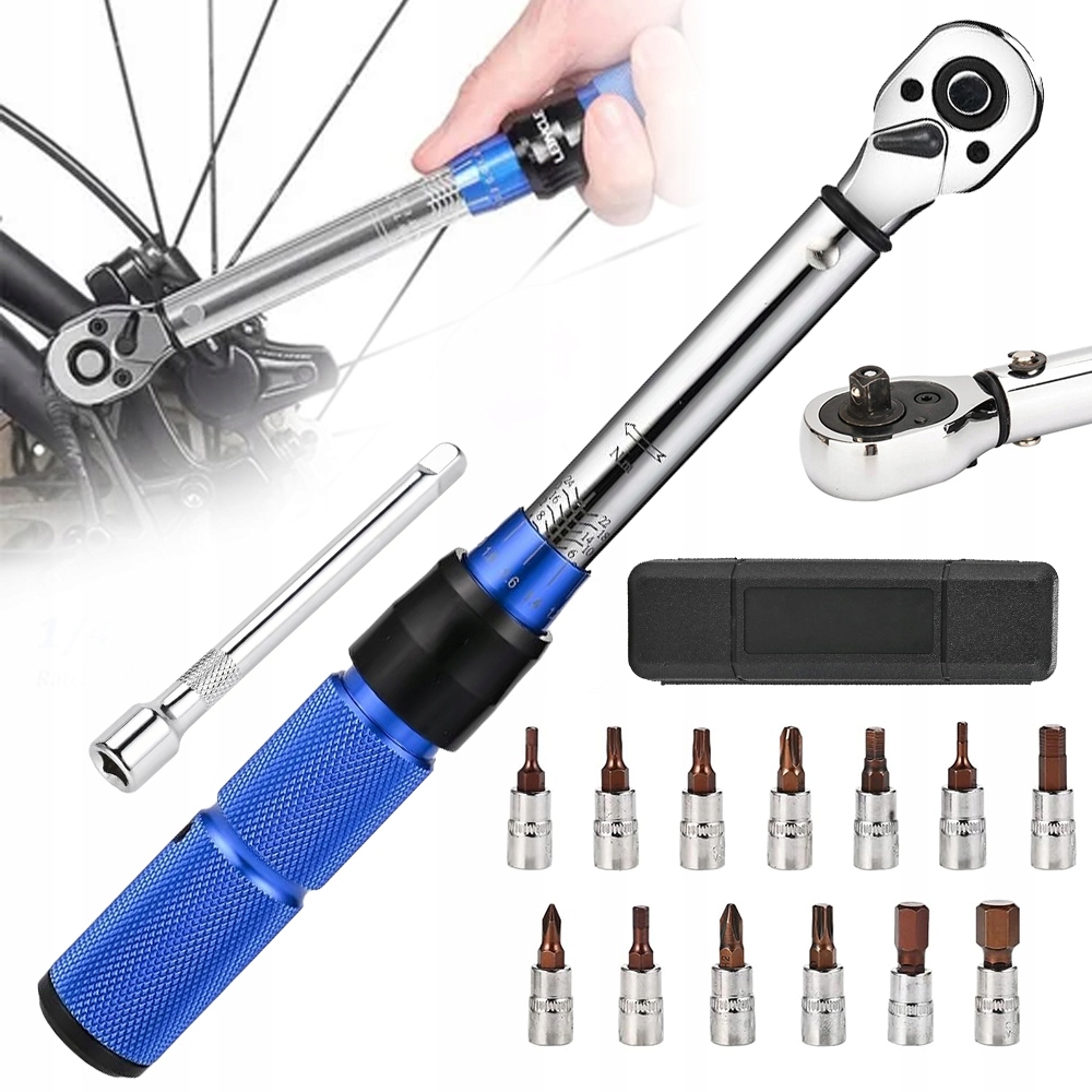 Klucz Dynamometryczny 1/4'' 2-24NM Zestaw 15W1 Do Napraw Rowerów Motocykli