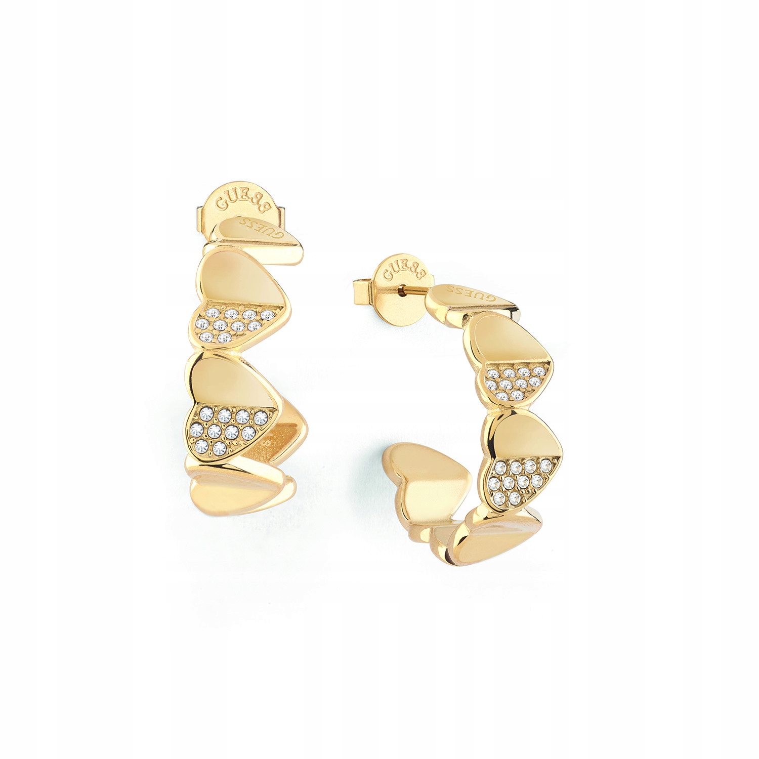 Náušnice Guess zlaté zirkon srdce