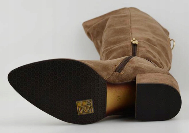 VINCEZA Kozaki Beżowe Zamszowe 58192 r. 37 Rozmiar 37