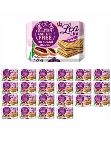 Levně 22 x kakaové oplatky bez lepku a laktózy bez přidaného cukru 95 g Lea Life