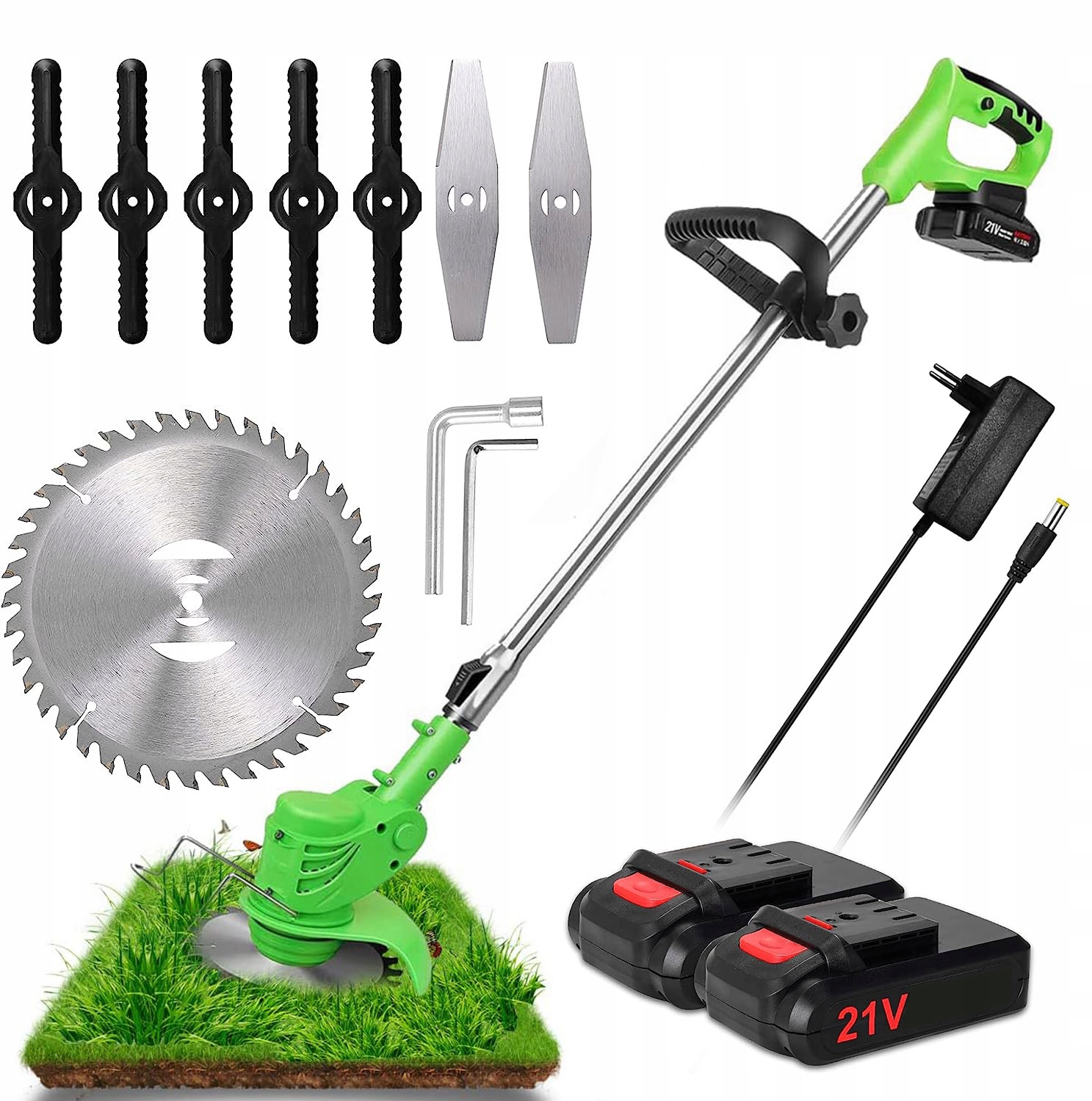 Aku Vyžínač Motorový Křovinořez Pro Trávník Teleskopická 2xAKU