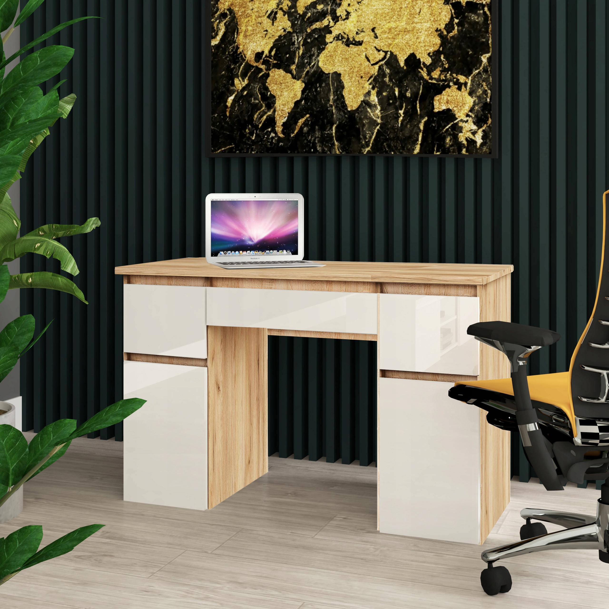 KONSOLA BIURKO SZKOLNE DZIECIĘCE SYSTEM MEGAN DĄB CRAFT ZŁOTY FRONTY POŁYSK Kod producenta BMB1Z/BP