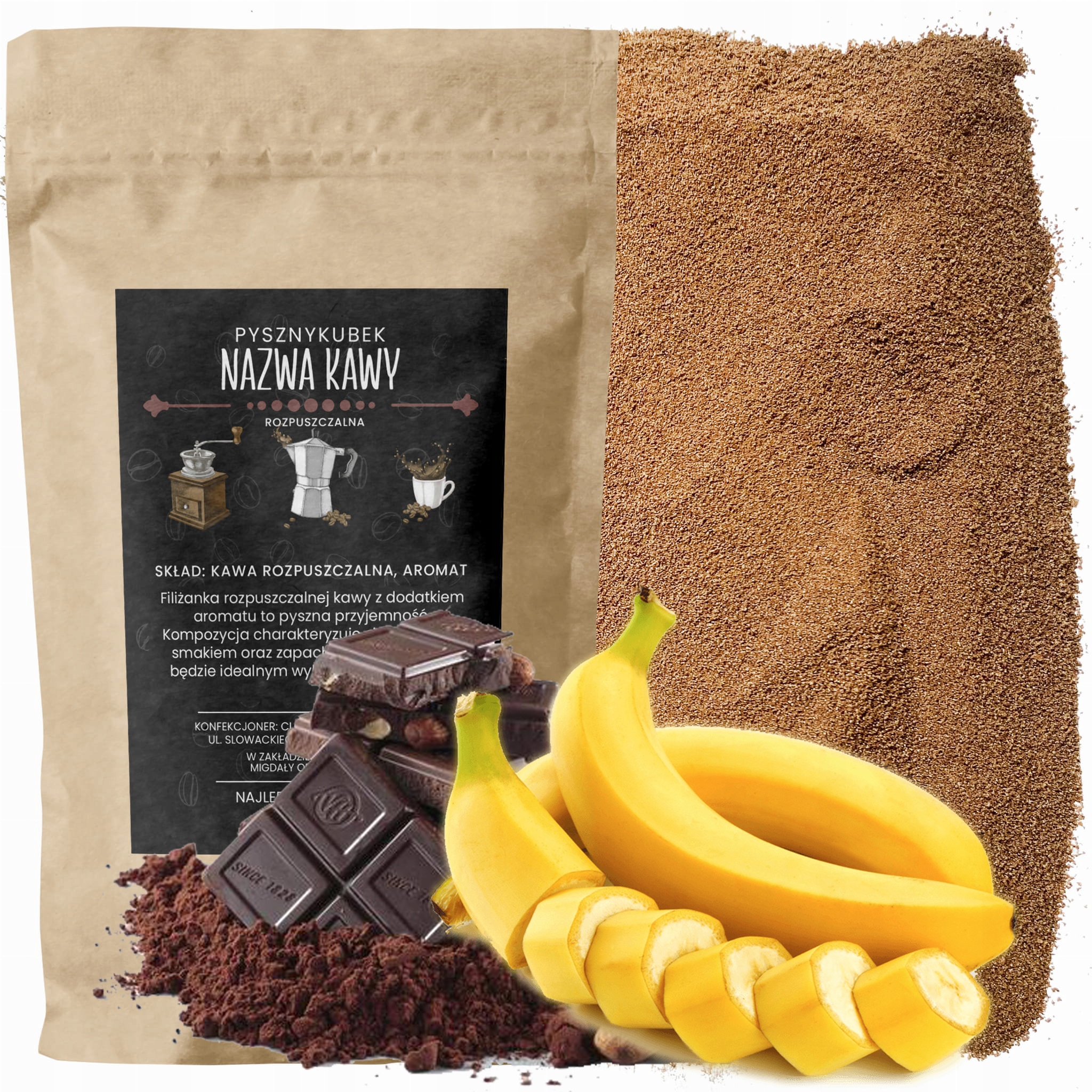 Kawa Rozpuszczalna smakowa Banan Czekolada 1000G 1KG
