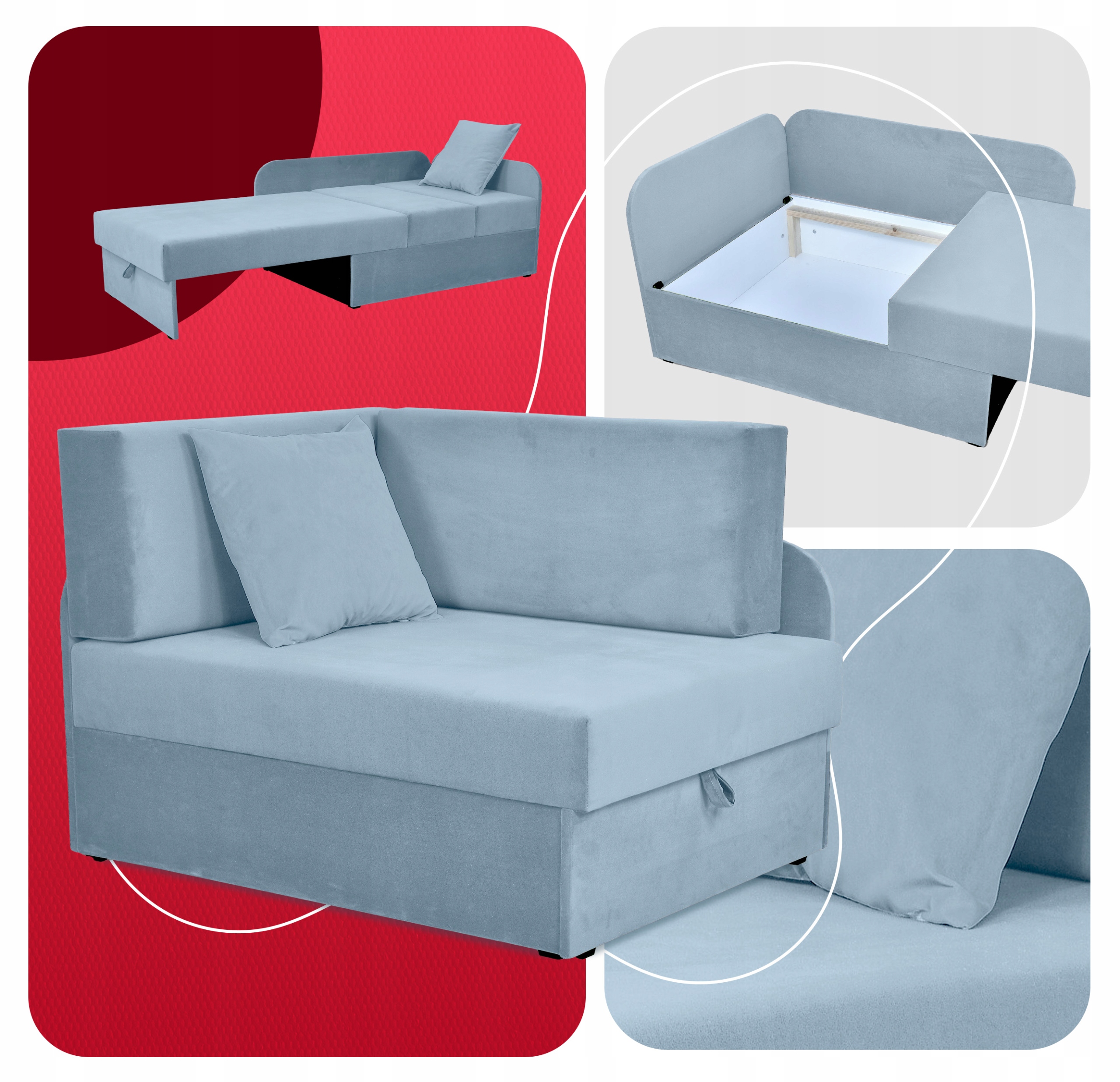 Sofa rozkładana tapczan narożnik kanapa dla dziecka Family Meble Denis Kolekcja Denis