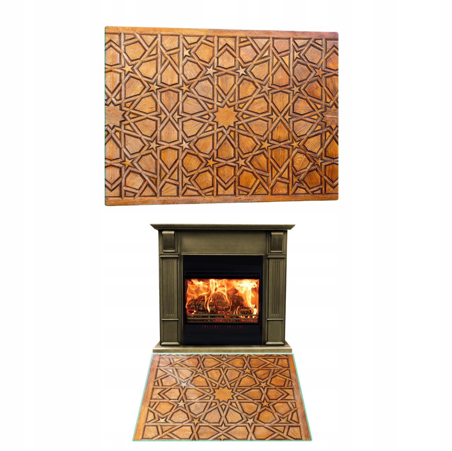 Sklo Podložka Koza Kalený Krb Rozměr 52x45 cm s Grafikou Mozaika