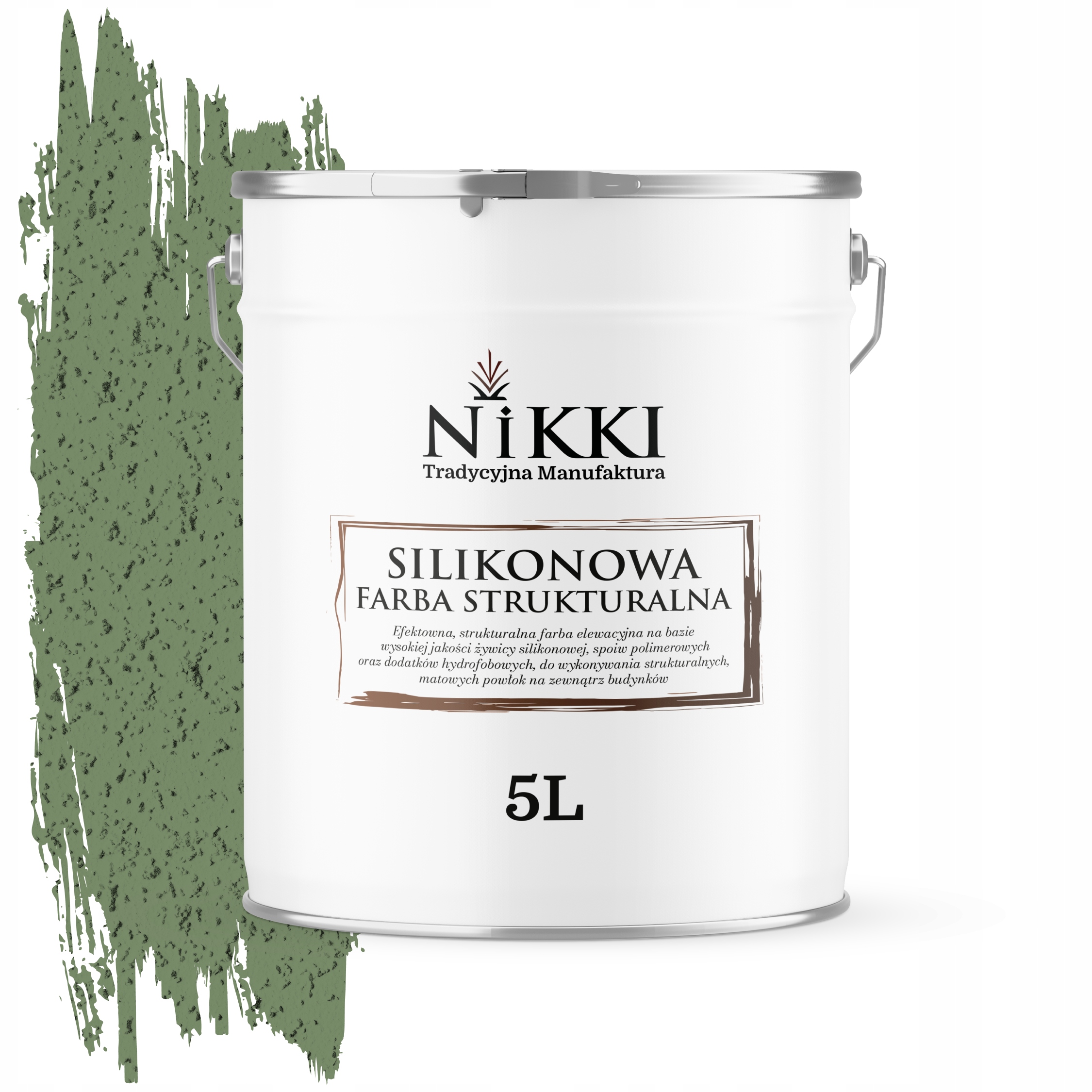 Štruktúrovaná fasádna silikónová fasádna farba 5L zelená tmavá F476 Uv