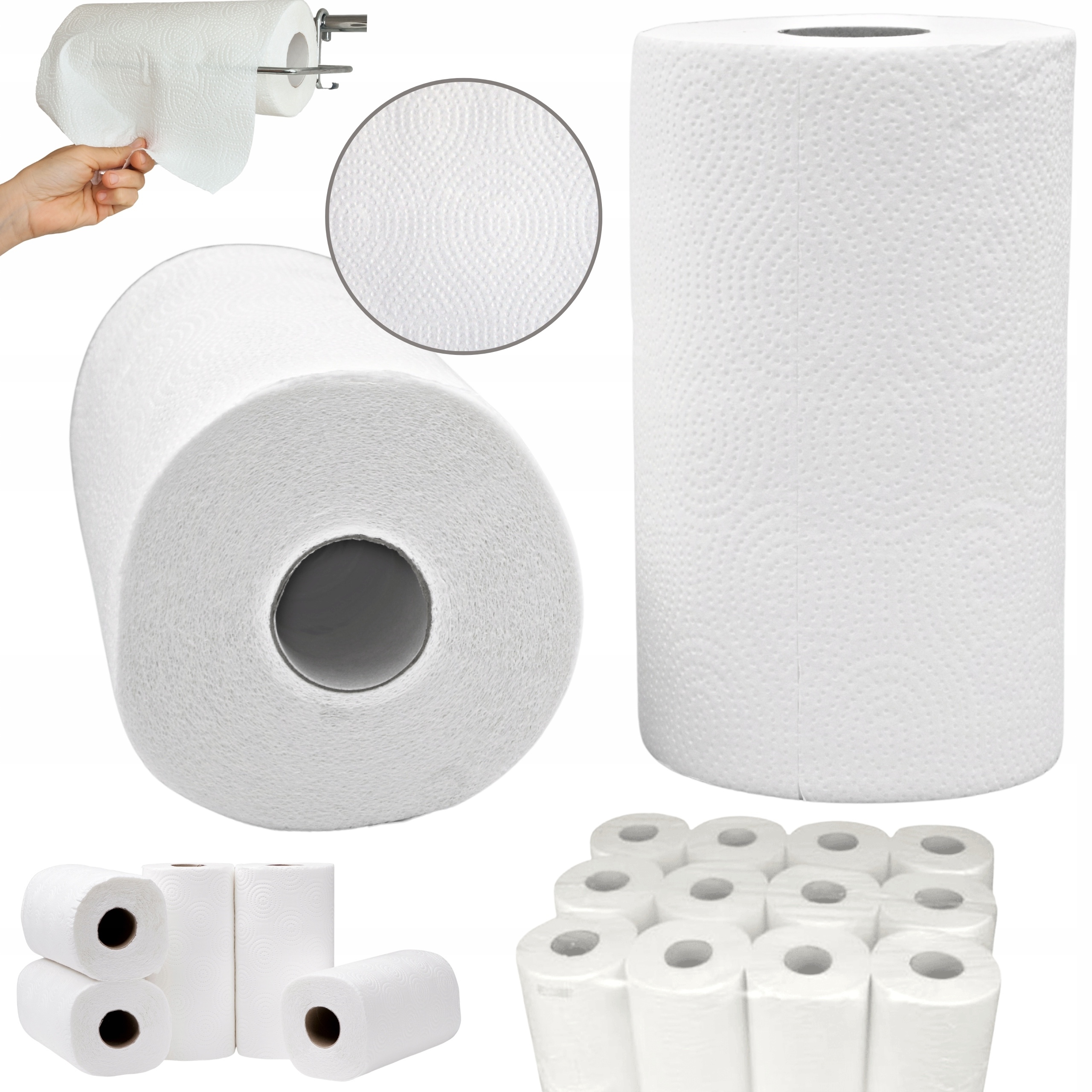 Papírové Ručníky Celulóza Bílé 12 kusů x 50 m Silné Výkonné600 m Dárek