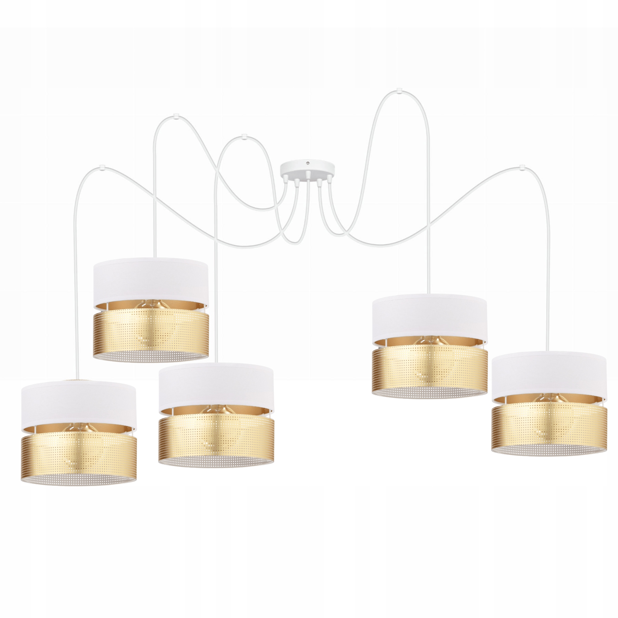 Závesná Stropná Lampa Pavúčie Tienidlo S Dierkami Zlatá E27 Led Biela Prelamovaná