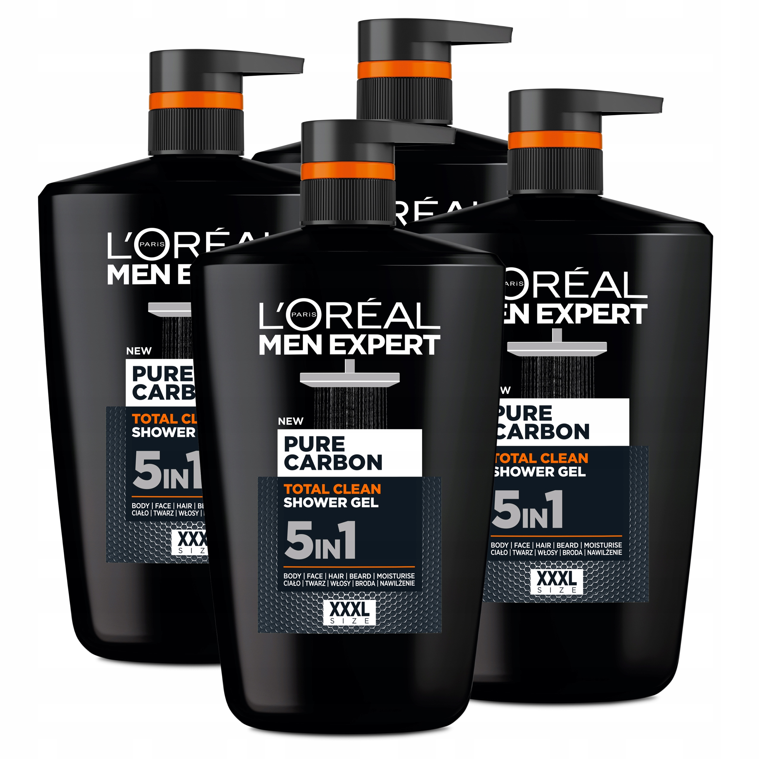 Zestaw L'Oréal Men Expert Pure Carbon 5W1 Żel pod Prysznic z Węglem 4x 1L