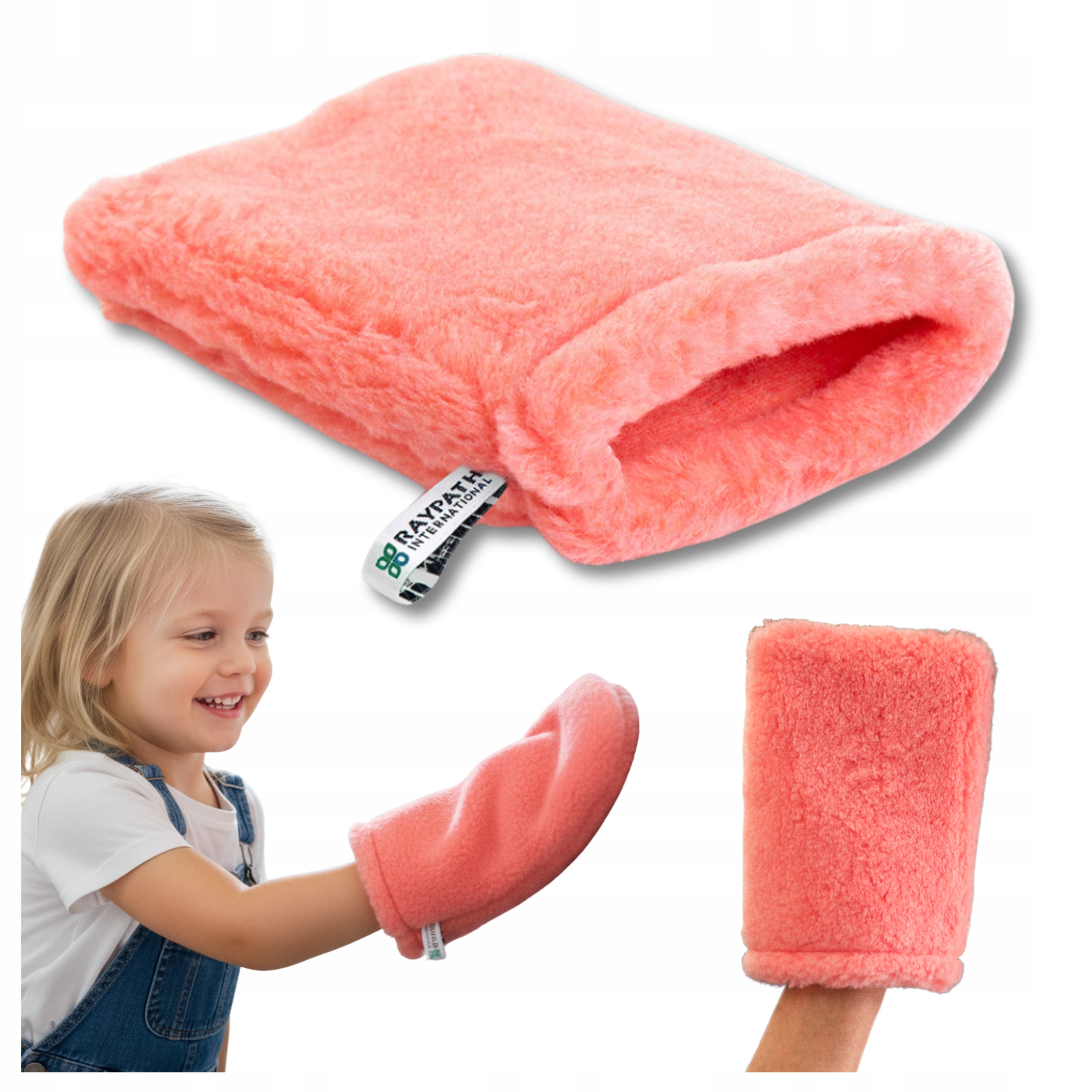 Levně Raypath Růžová rukavice S 12x16 pro mytí aut, sběr chlupů a úklid