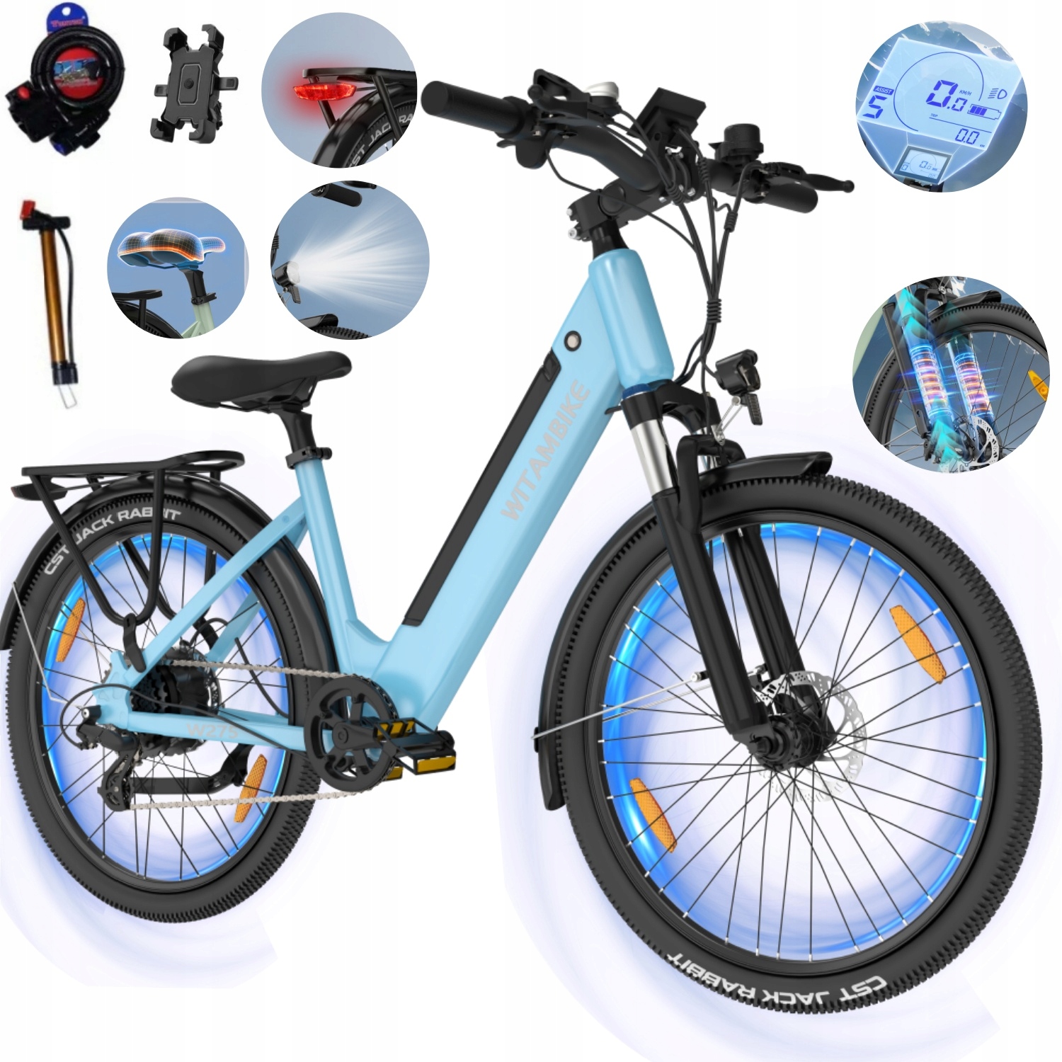 Rower elektryczny męski/damski Miejski 36V 13AH 100KM 250W 25KM/H E-bike