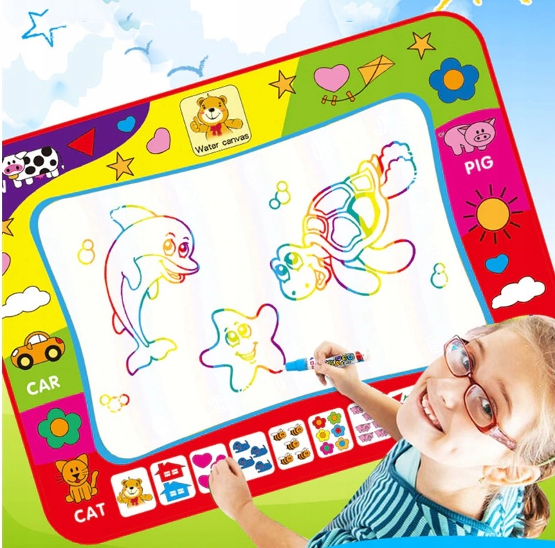 DUŻA MATA WODNA DO MALOWANIA RYSOWANIA DLA DZIECI PISAKI ZESTAW NA PREZENT Materiał pianka