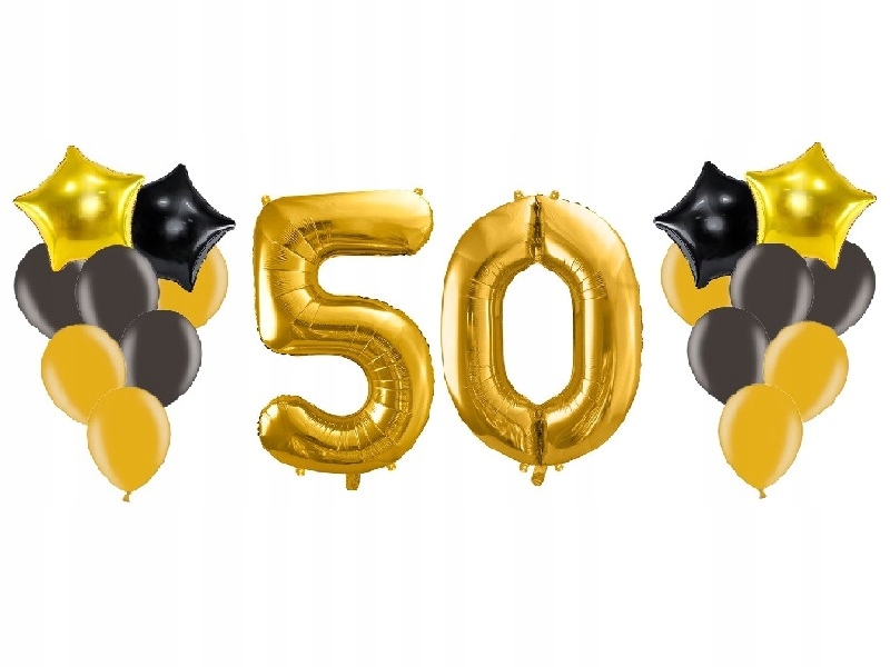 

Balony na 50 urodziny złote i czarne 18 sztuk