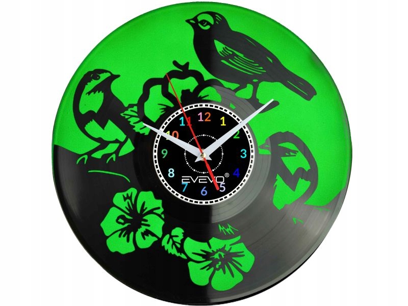 Nástěnné Hodiny Pták Ptáci Křídlo Létající Drak Fluorescenční Pozadí Vinylová Deska