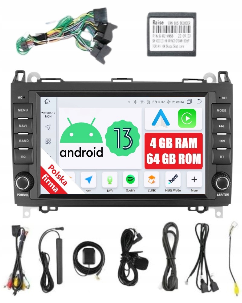 Rádio 2DIN Navigace Android Mercedes Benz A W169 4/64 Gb Dsp Carplay Lte