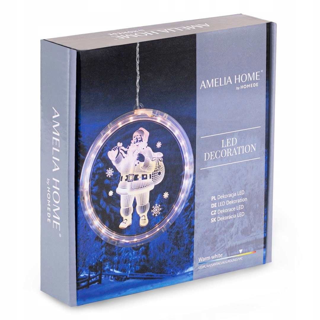 AmeliaHome Ozdoba świąteczna WITRAŻ LED MIKOŁAJ Kod producenta inny