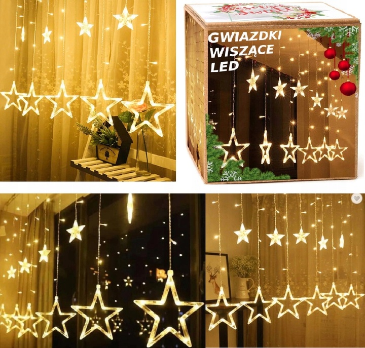 

Gwiazdy Girlanda Led Kurtyna Sople Lampki Ciepłe