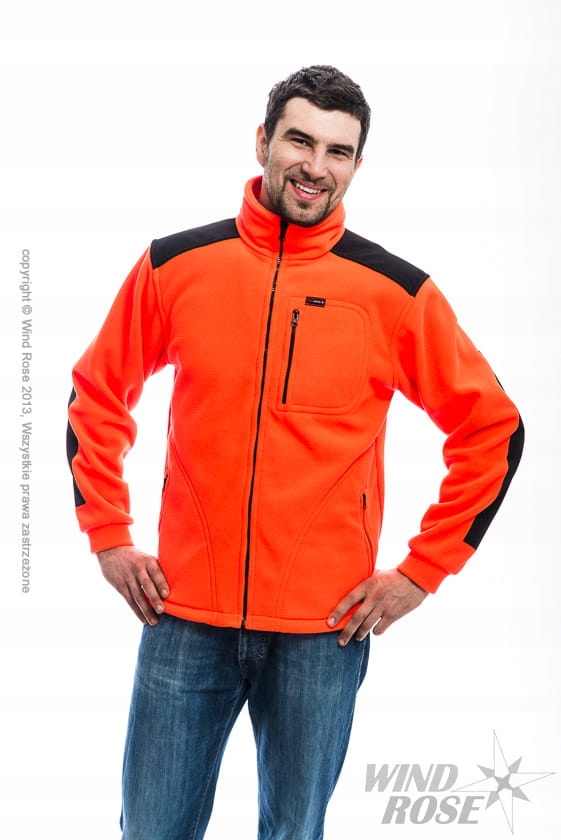 Fleecová Mikina Pánský Vyztužený Fluo Orange Záchranný Polský Výrobek!- M