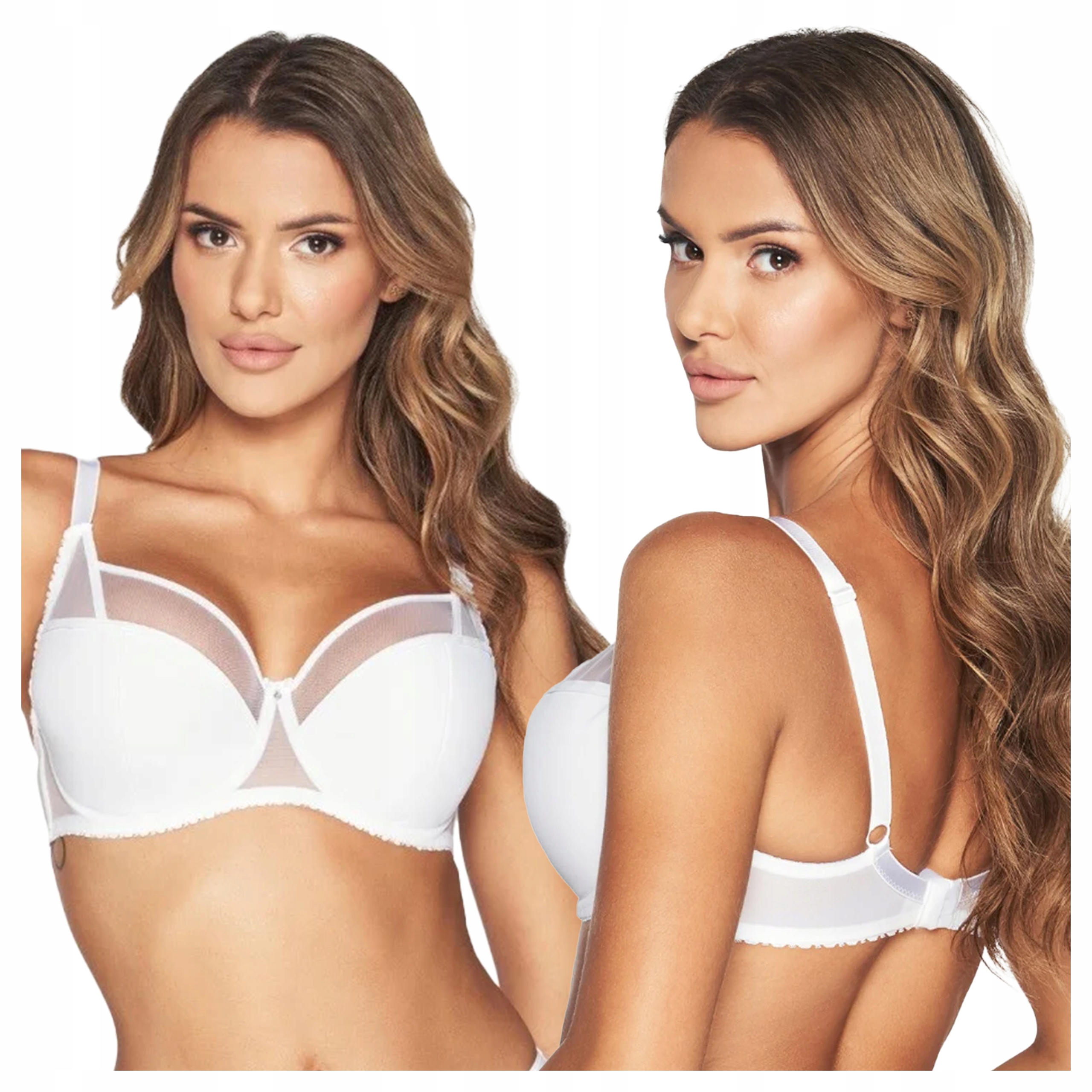 Hladká polovyztužená podprsenka s tylem Sophie BC-676 Bílá 80D