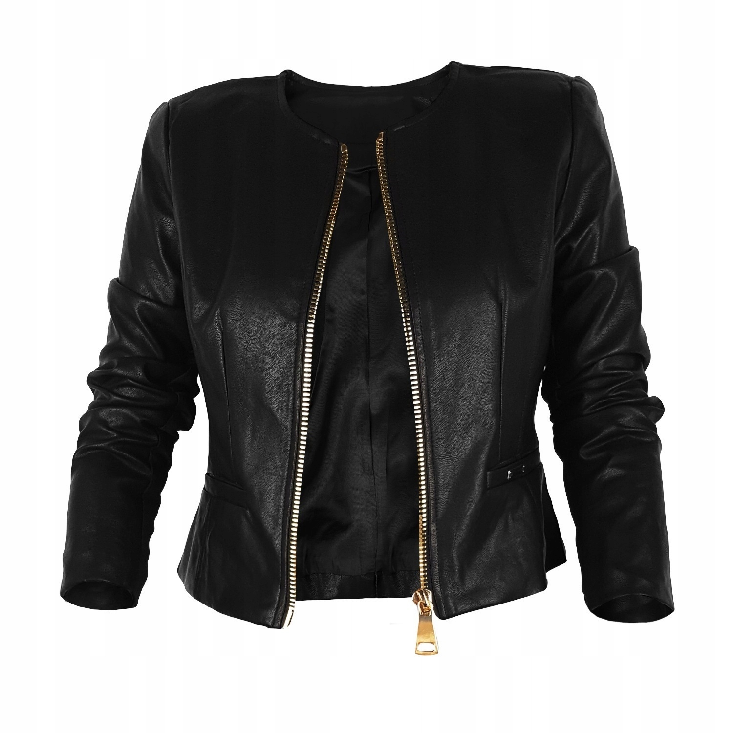Dámská Bunda Eko kůže Žaket Černá Plus Velikost