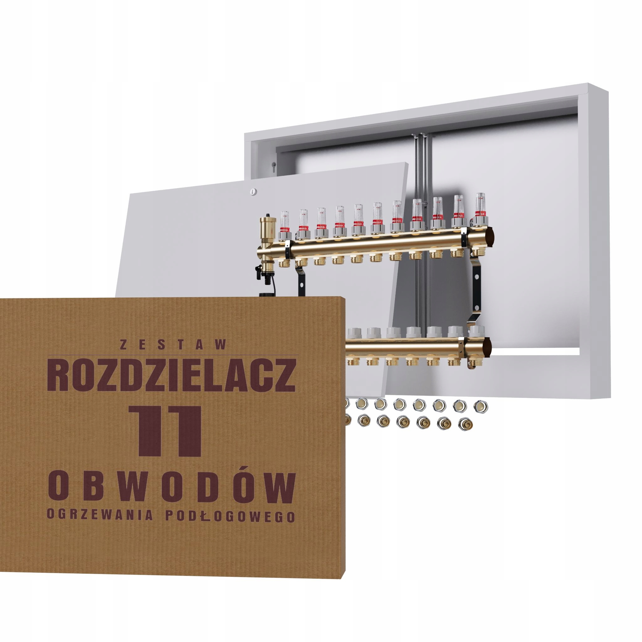 Rozdělovač pro podlahové vytápění 11, nástěnný box Pex