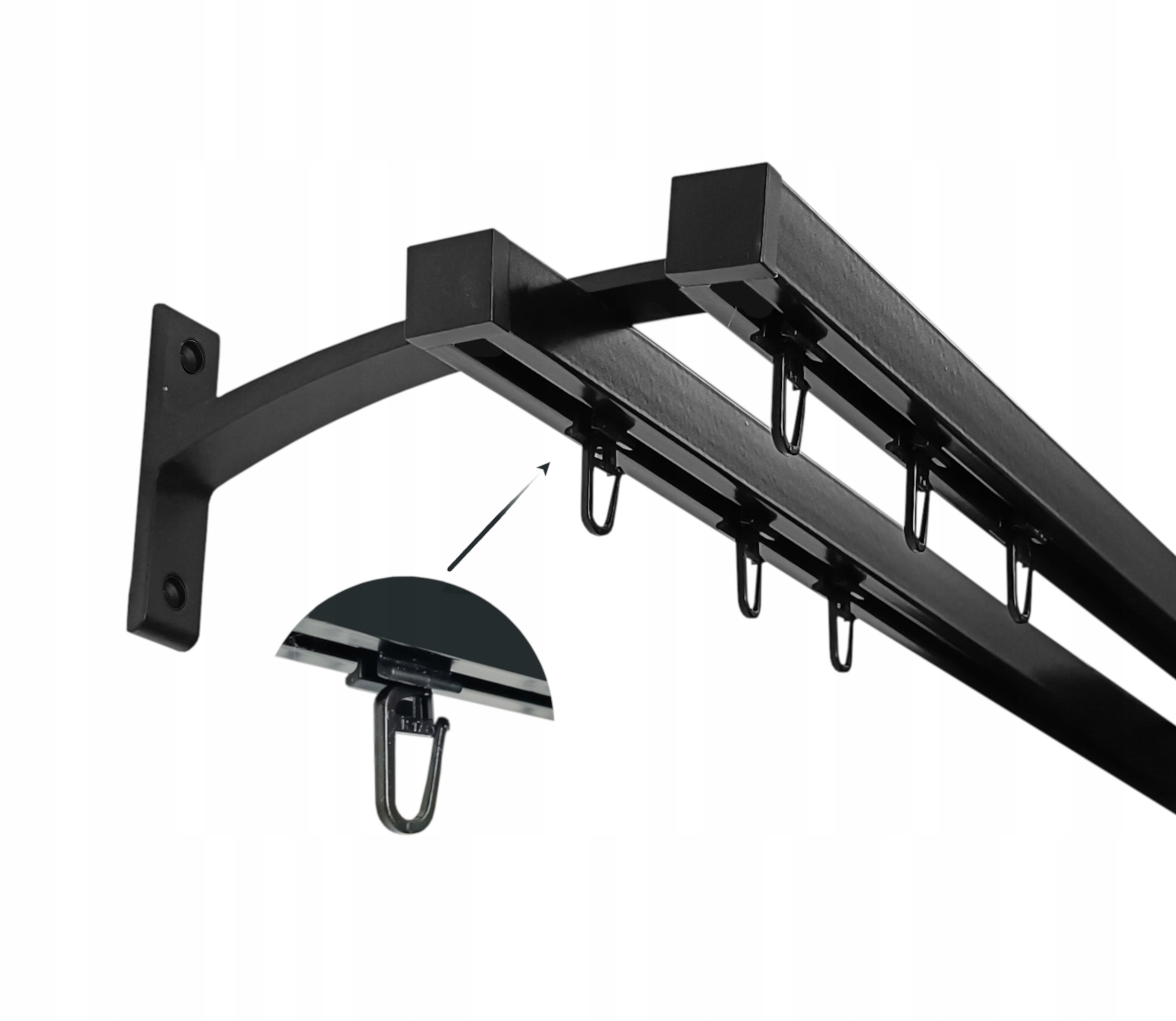 Apartmánová Karniška Alu štvorcové čierne sponky 20+20 mm 300 cm