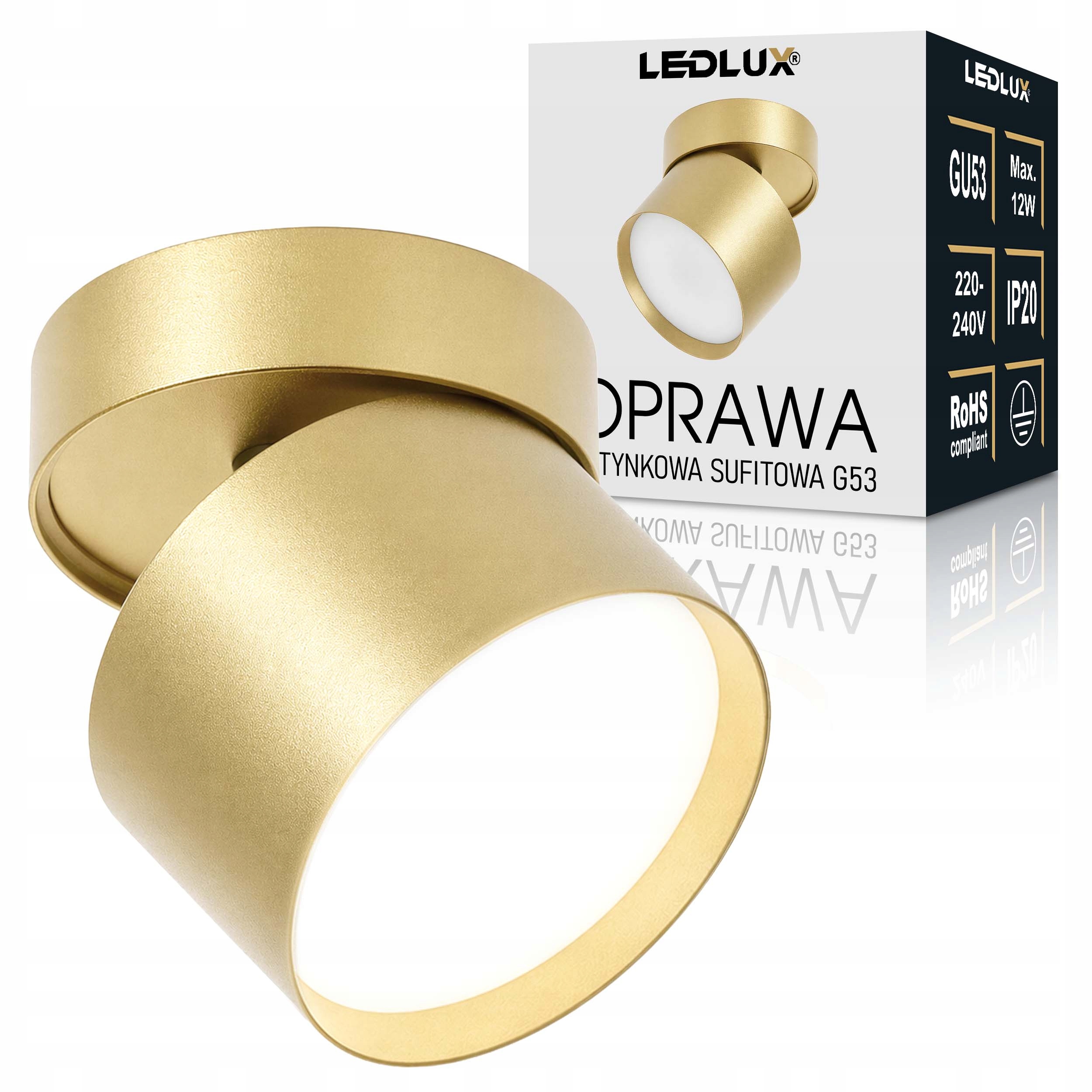 Oprawa Sufitowa Halogenowa Lampa LED GX53 Spot Ruchoma Kinkiet Reflektor