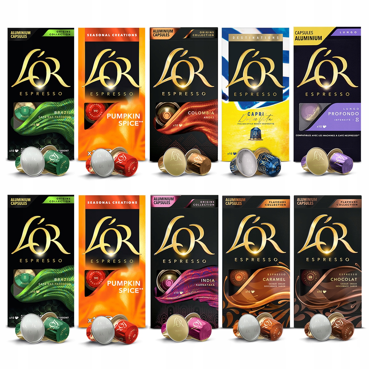 Kapsułki L'or zestaw doNespresso(r)* z Pumpkin Spice, Capri, 9+1 Gratis!