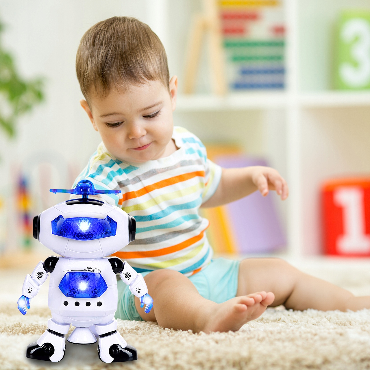 ROBOT INTERAKTYWNY TAŃCZĄCY NA BATERIĘ DLA DZIECI ANDROID OBRÓT 360 STOPNI Materiał plastik inny