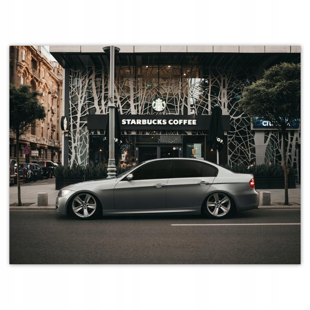 

Plakat 40x30 Beemką do Starbucksa Bmw