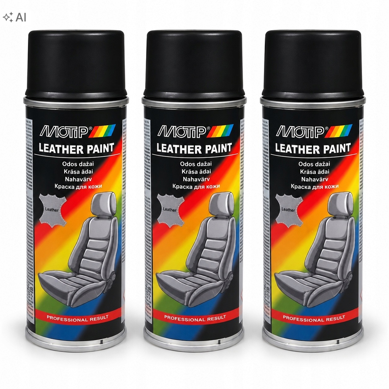 Motip lakier do skóry czarny 3x200 ml renowacja tapicerki zestaw