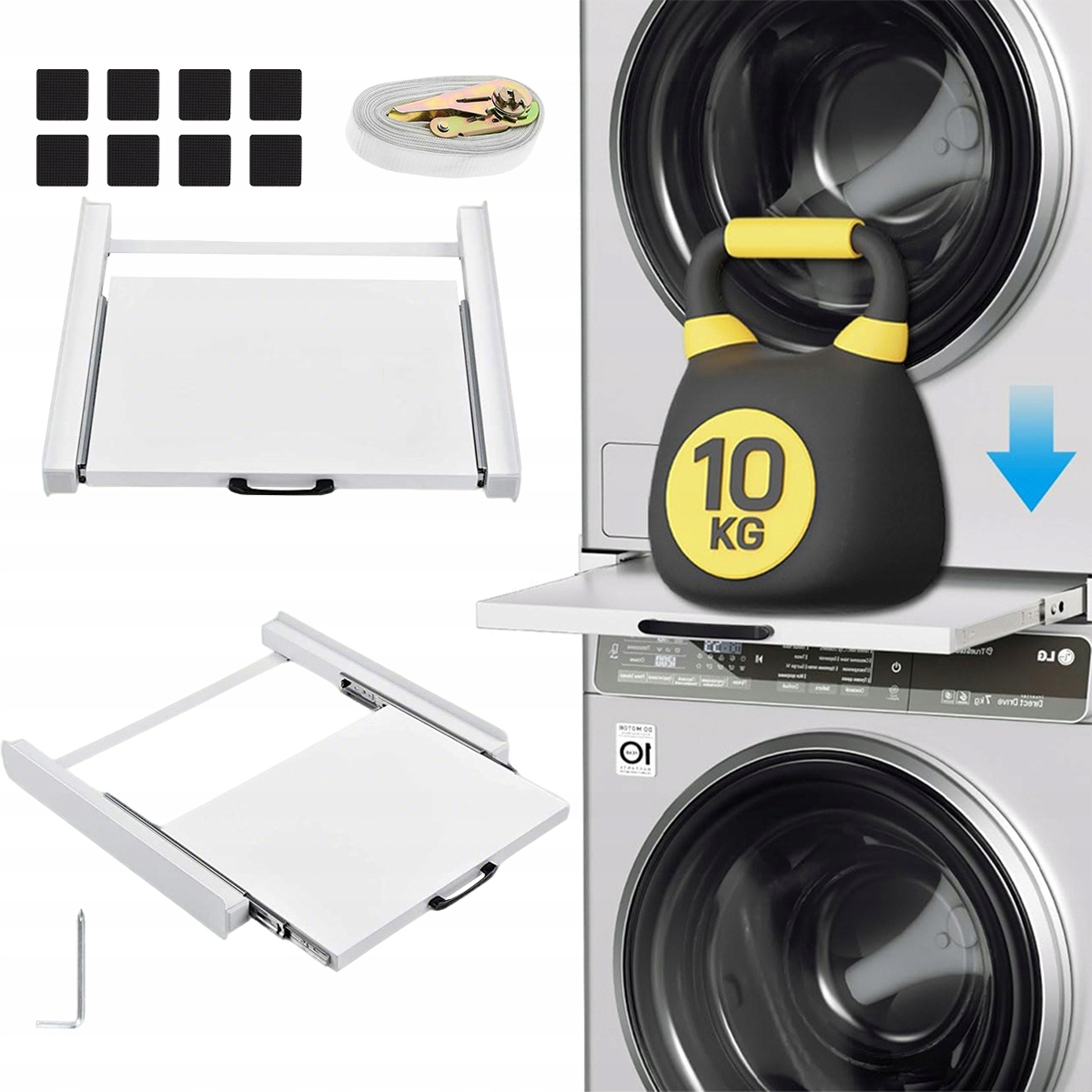 Podstawa Podest Pod Pralkę I Suszarkę Z Półkami Biały