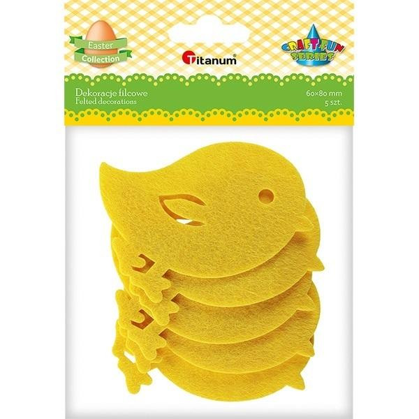 Filcowe Dekoracje Świąteczne Kurczaki Żółte 5Szt