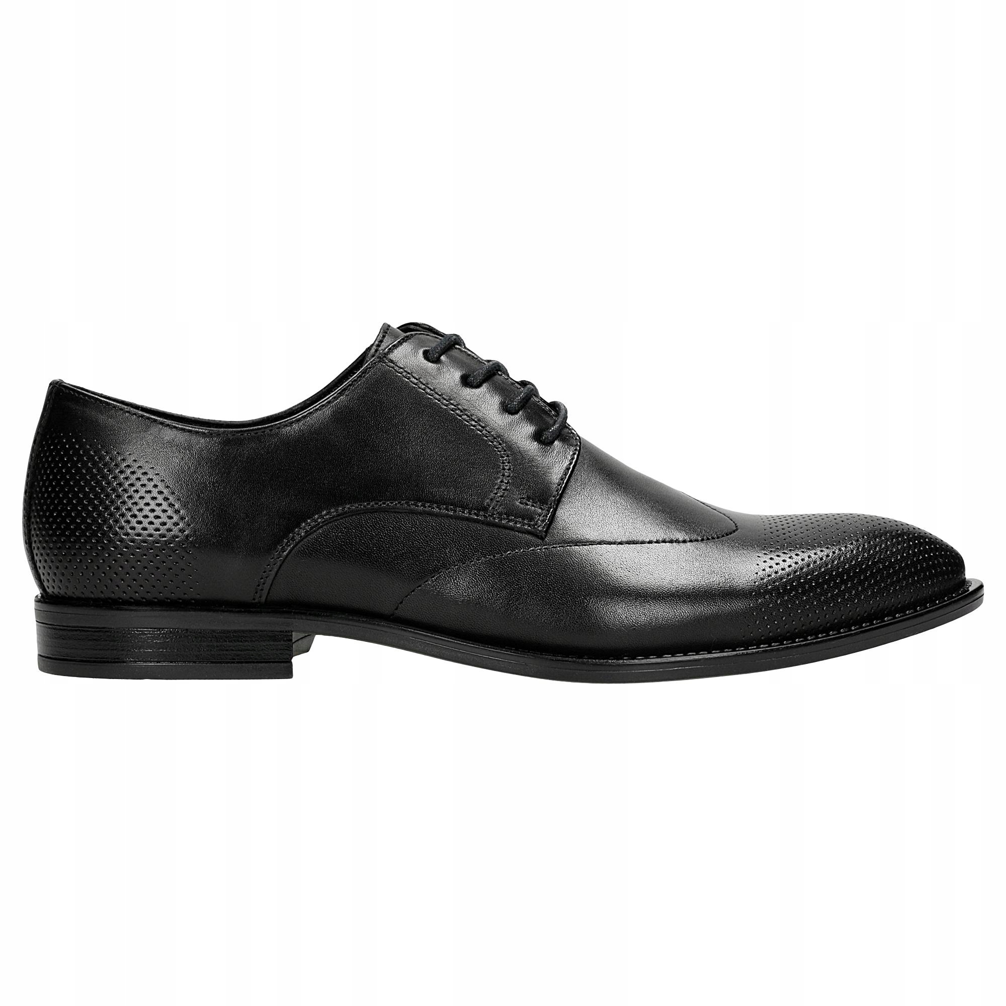 Pánské polobotky černé, elegantní boty z lícové kůže Wojas vel. 42