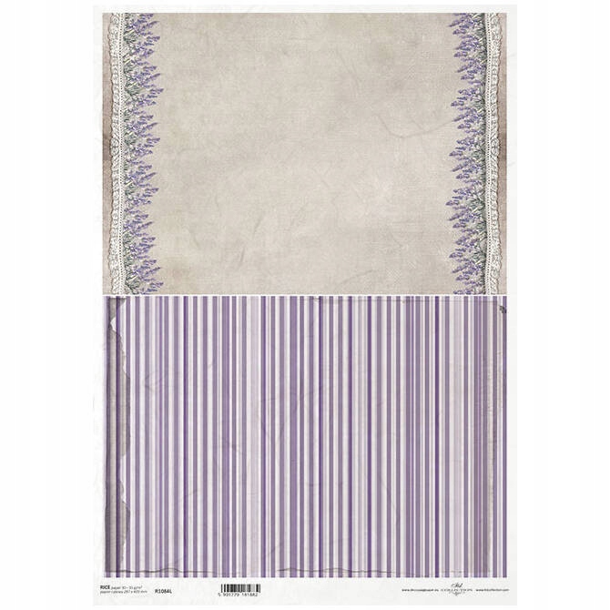 Papier Ryżowy do decoupage A3 ITD-1084L lawenda paski