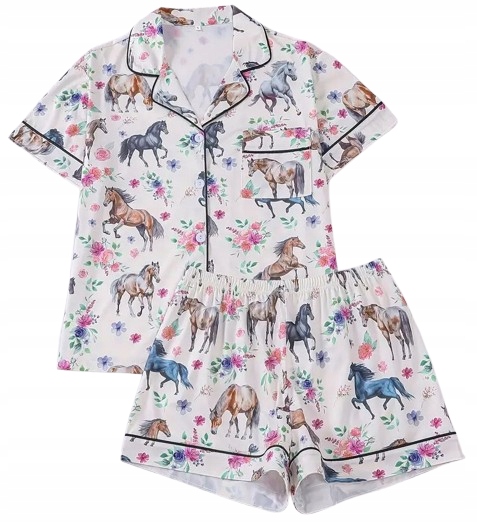 Roztomilé Pyžamo Koně Květy Louka Příroda Celorozpinací Pyžamo M